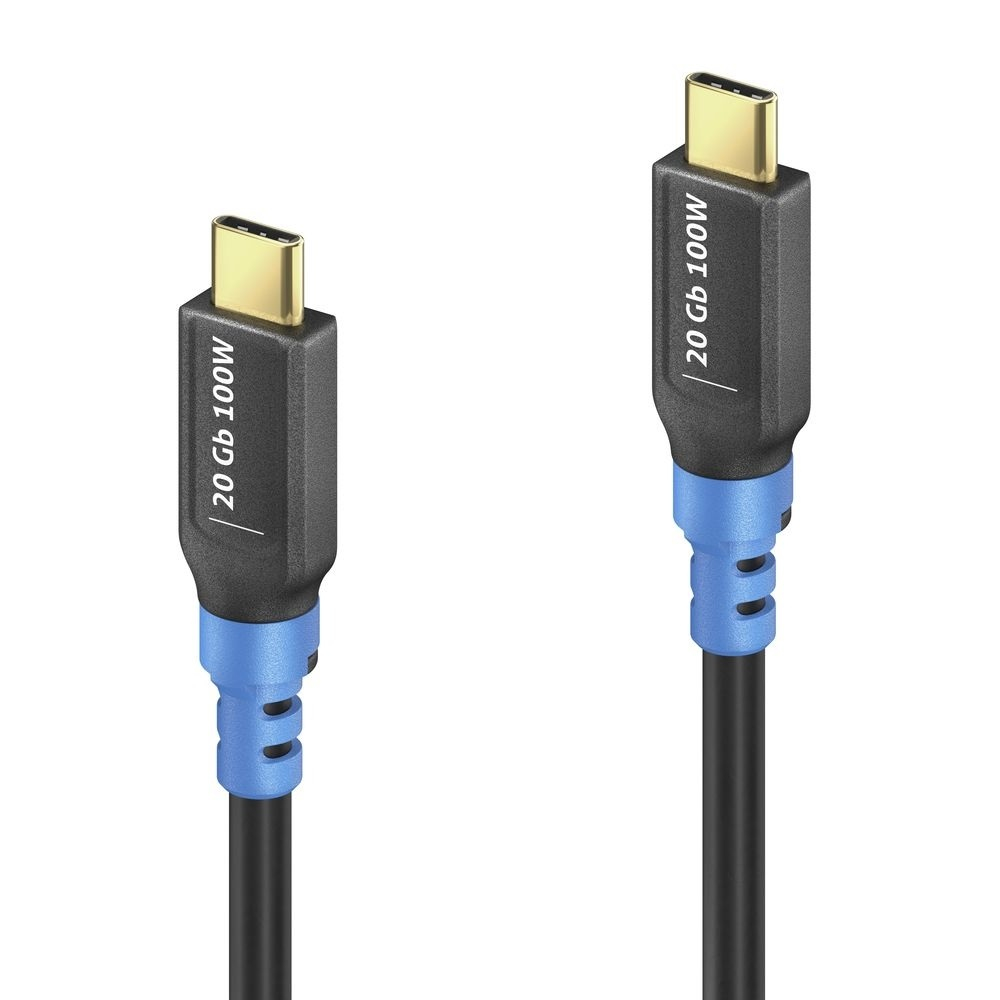 PureLink FlexInstall FI-U400-010 USB-C auf USB-C Kabel USB4 Gen 2x2 1 m 20 Gbit/s 100 W Schwarz, Blau