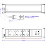 Bachmann Power Frame Steckdosenleiste Medium 3xSchutzkontaktsteckdosen schwarz, 1xUSB A&C 22W Charger Zuleitung: 0,2m H05VV-F3G1,5mm² schwarz mit GST18 Stecker, verpackt im Karton. (916.502)