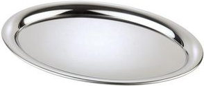 APS Serviertablett KAFFEEHAUS, oval, Edelstahl aus hochglanzpoliertem Edelstahl, Rand eingerollt, - 1 Stück (30116)