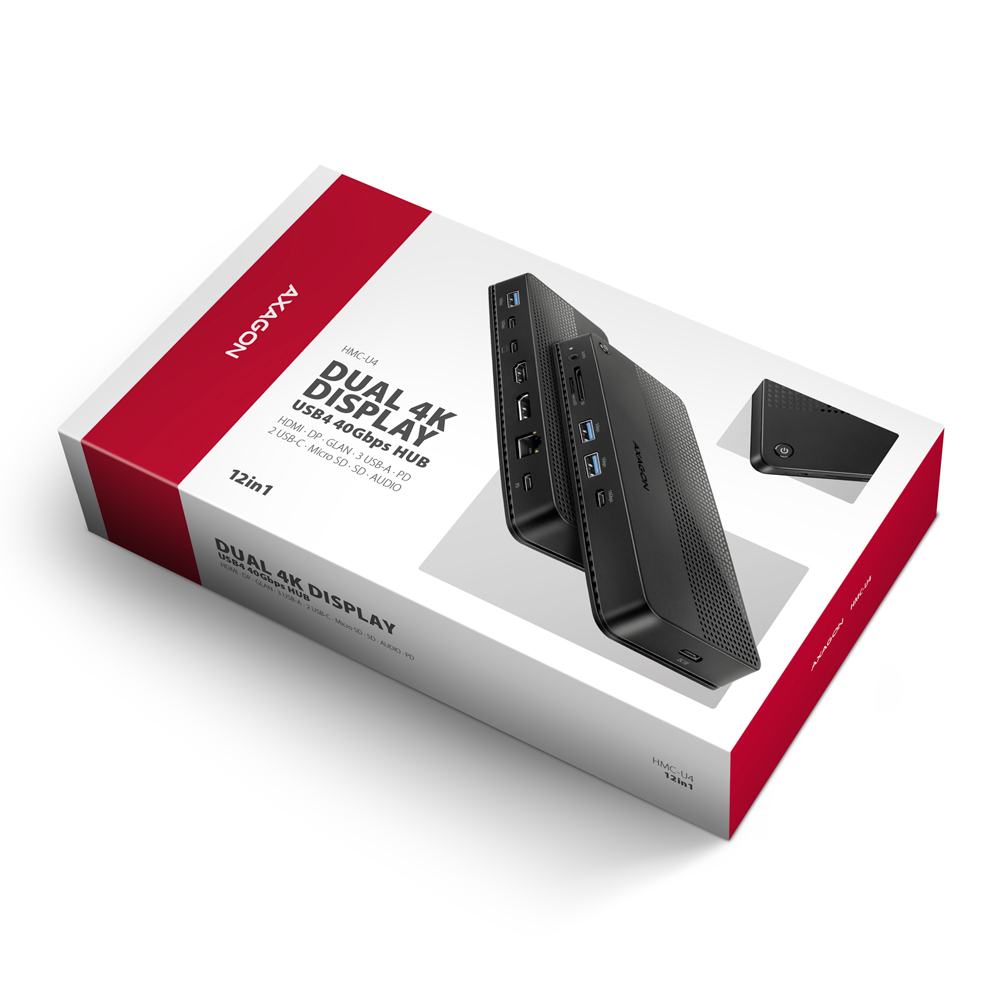 AXAGON HMC-U4 Dockingstation HDMI DP USB4 PD 100W Schwarz