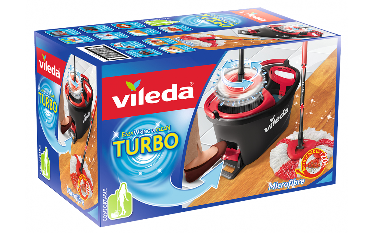 Vileda Easy Wring & Clean Turbo Bodenwisch-Komplettset, Rot/Weiß