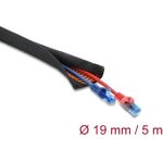 Delock Kabelschutzschlauch mit orangener Verschleißanzeige selbstschließend doppellagig 5 m x 19 mm schwarz (19023)