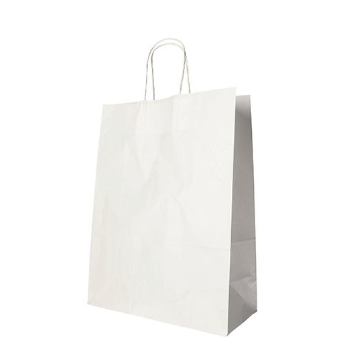 PAPSTAR Papier-Tragetasche 88411, 350 x 260 x 120 mm, Kraftpapier 80 g/m², Tragkraft 7 kg, Weiß