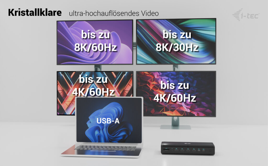 i-Tec CA6MONITORDOCKPD Thunderbolt 4 Dockingstation 2x HDMI 2x DP Schwarz