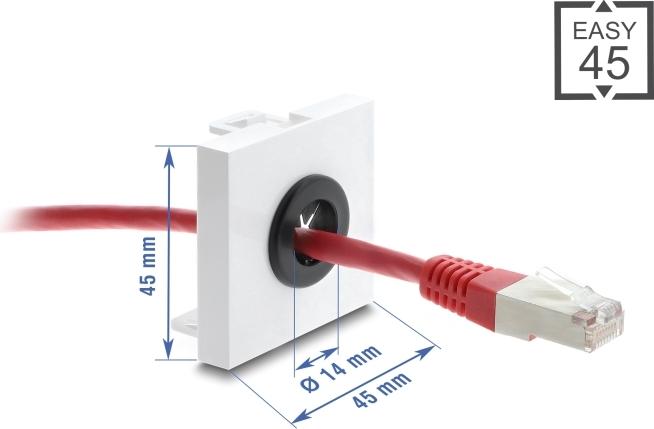 Delock Easy 45 Kabeldurchführung rund O weiß schwarz (91071)