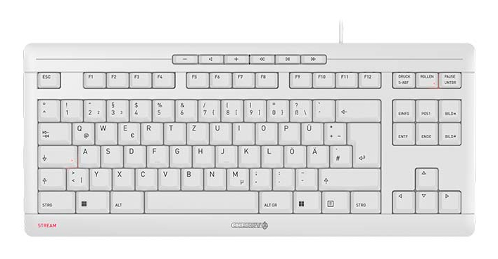 CHERRY STREAM KEYBOARD TKL Tastatur QWERTZ Deutsch Grau, weiß