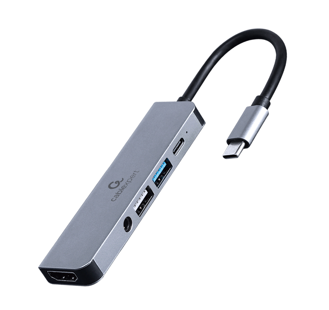 Gembird Cablexpert A-CM-COMBO5-02 Dockingstation USB-C 3.1 HDMI Silber