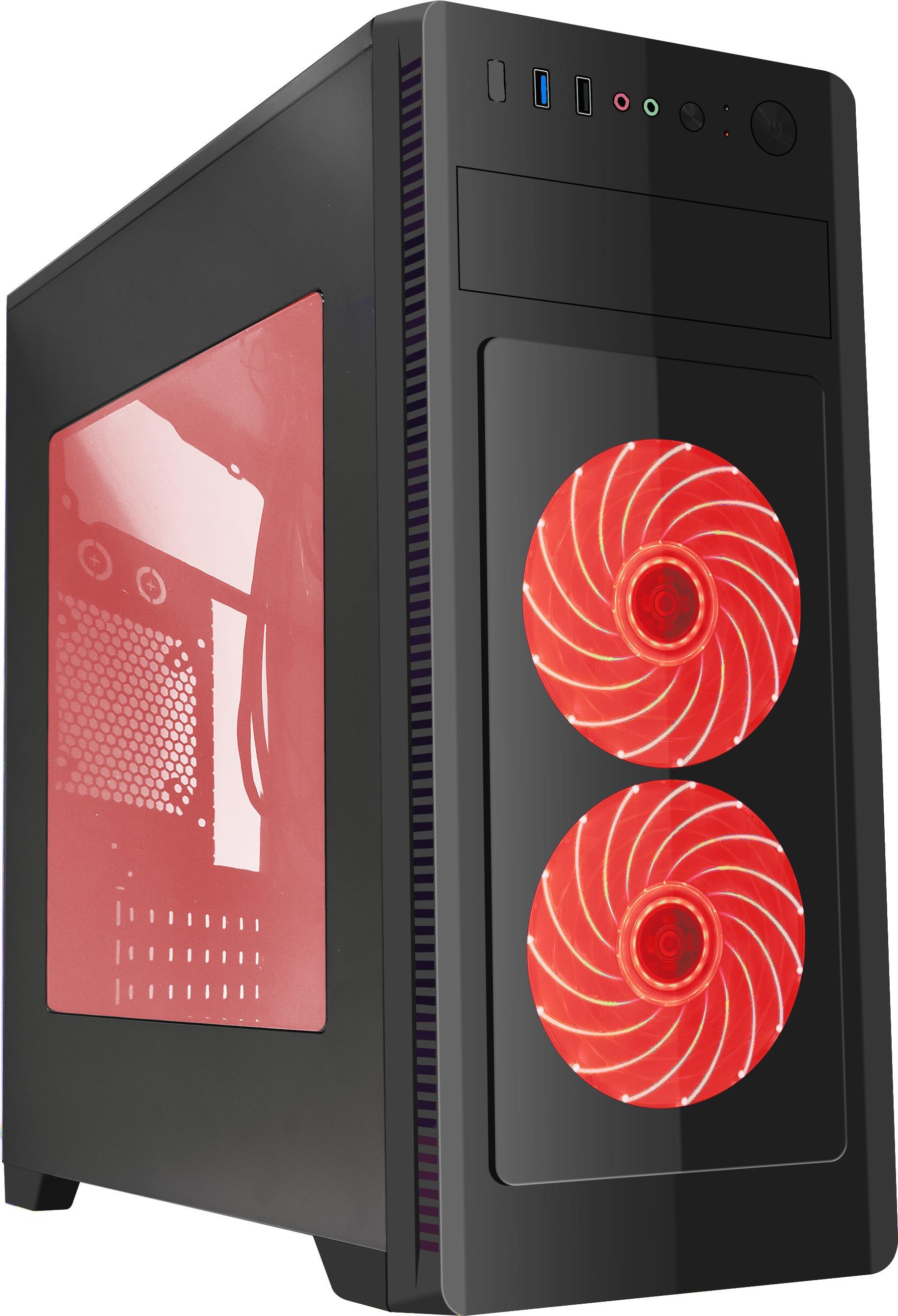 Gembird ATX case Fornax 1000R red led fans USB 3.0 Midi Tower Schwarz (CCC FC 1000R)  - Onlineshop JACOB Elektronik