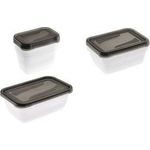 keeeper Frischhaltedose "fredo fresh", 3x 1,0 Liter, eckig Unterteil: transparent, Deckel: grau, Deckel mit - 1 Stück (3067482700000)