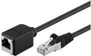 Goobay CAT 5e Verlängerungskabel F/UTP, Schwarz, 0.5 m - Kupfermaterial, RJ45-Stecker (8P8C) <=> RJ45-Buchse (8P8C) (73386)
