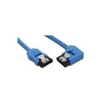 InLine® SATA 6Gb/s Anschlusskabel rund, abgewinkelt rechts, blau, mit Lasche, 0,3m (27703R)