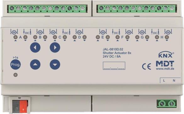 MDT JAL-0810D.02 Jalousieaktor 8-fach, 8TE, 24VDC, 8A (JAL-0810D.02)