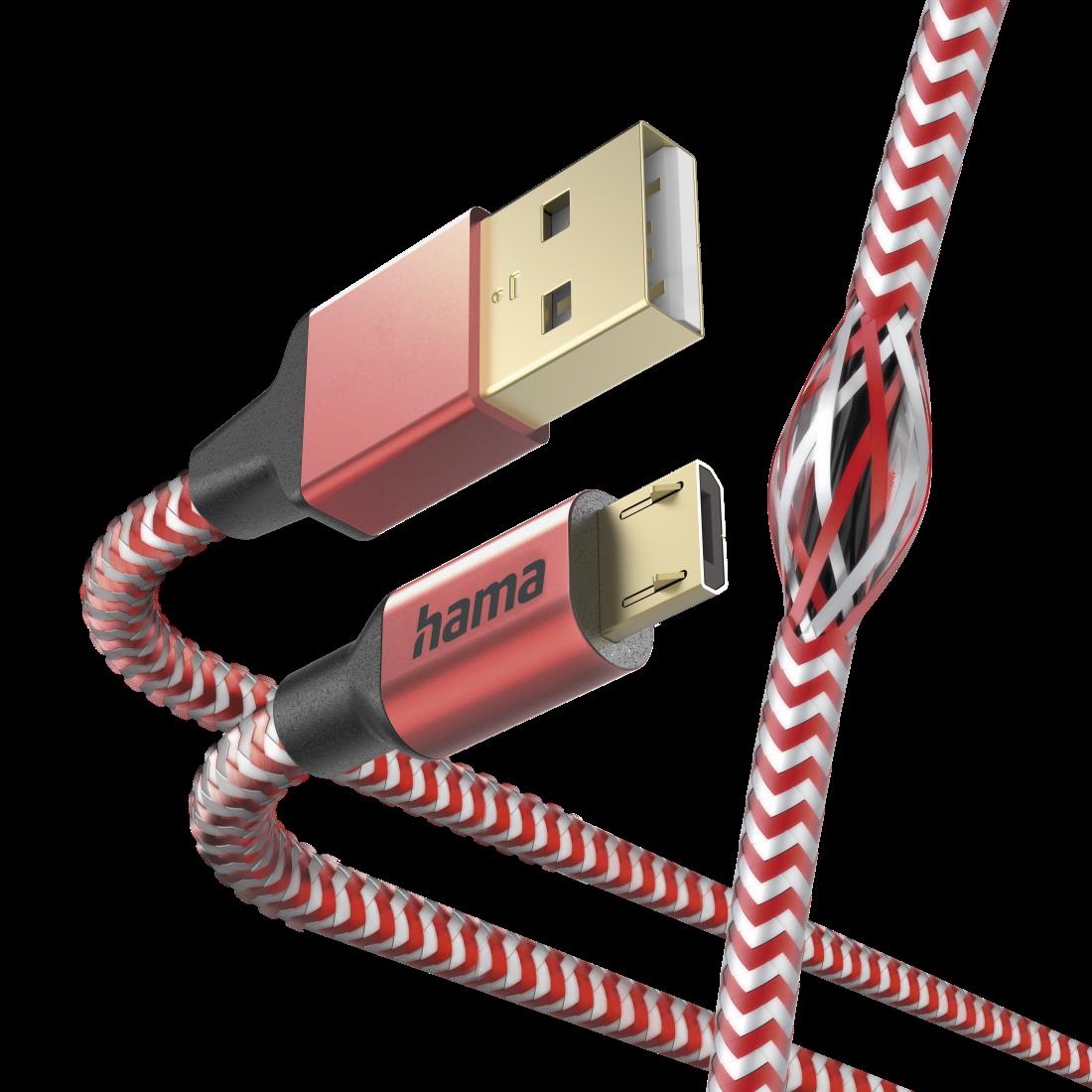 Hama Reflective USB Kabel 1,5 m USB 2.0 USB A Micro-USB B Rot (00201556)