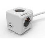 Allocacoc PDU unit with USB-A and USB-C ports, 4 sockets, 1.5m, white/grey (10435/DEEUAC)