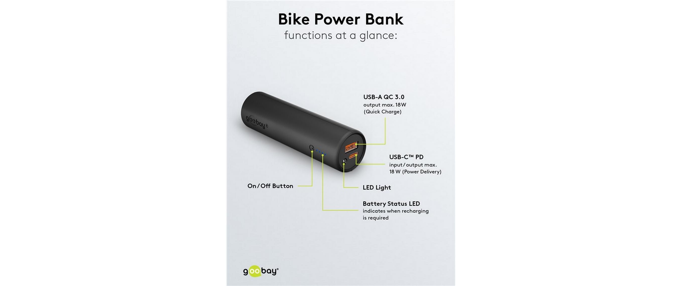 Goobay Bike-Powerbank 5.0 5000 mAh 18 W Schwarz