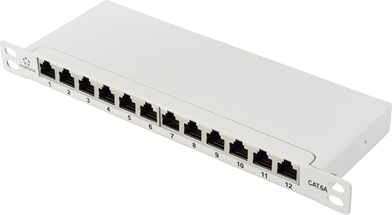 Renkforce RF-4996628 12 Port Patch-Panel 254 mm (10) CAT 6a 0.5 HE Grau Bestückt (RF-4996628)