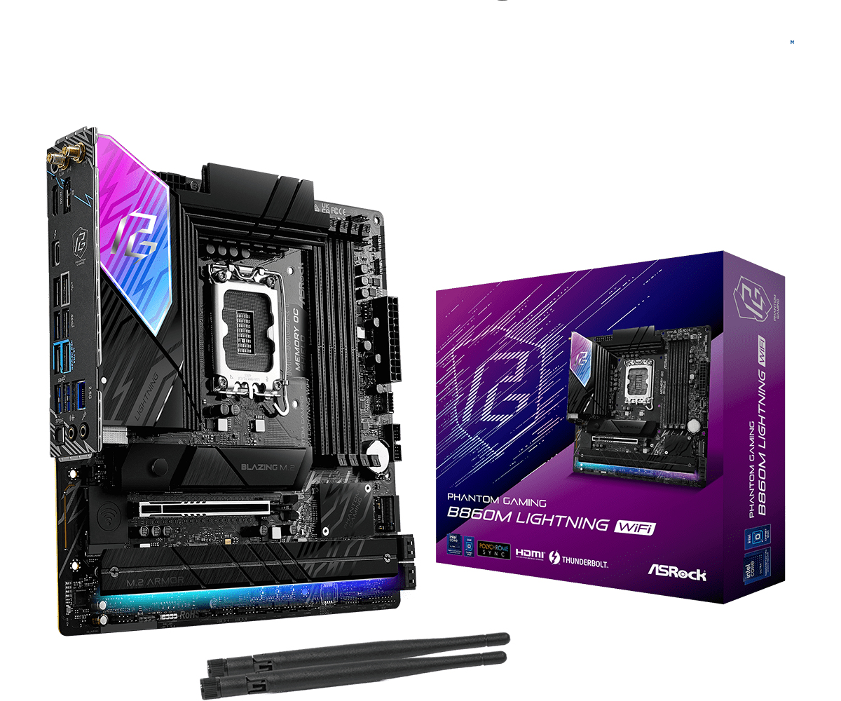ASRock Phantom Gaming B860M Lightning WiFi DDR5 LGA 1851 micro ATX Schwarz