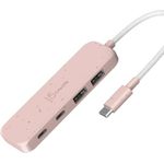 j5create Eco-Friendly 4-in-1 USB-C Hub rosa, 2x USB-A 3.1, 2x USB-C 3.1, USB-C 3.1 (JCH342ER-N)