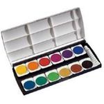 herlitz Deckfarbkasten ST12, 12 Farben, aus Kunststoff Deckel mit Mischfeldern, Farbschalen auswechselbar (10116655)