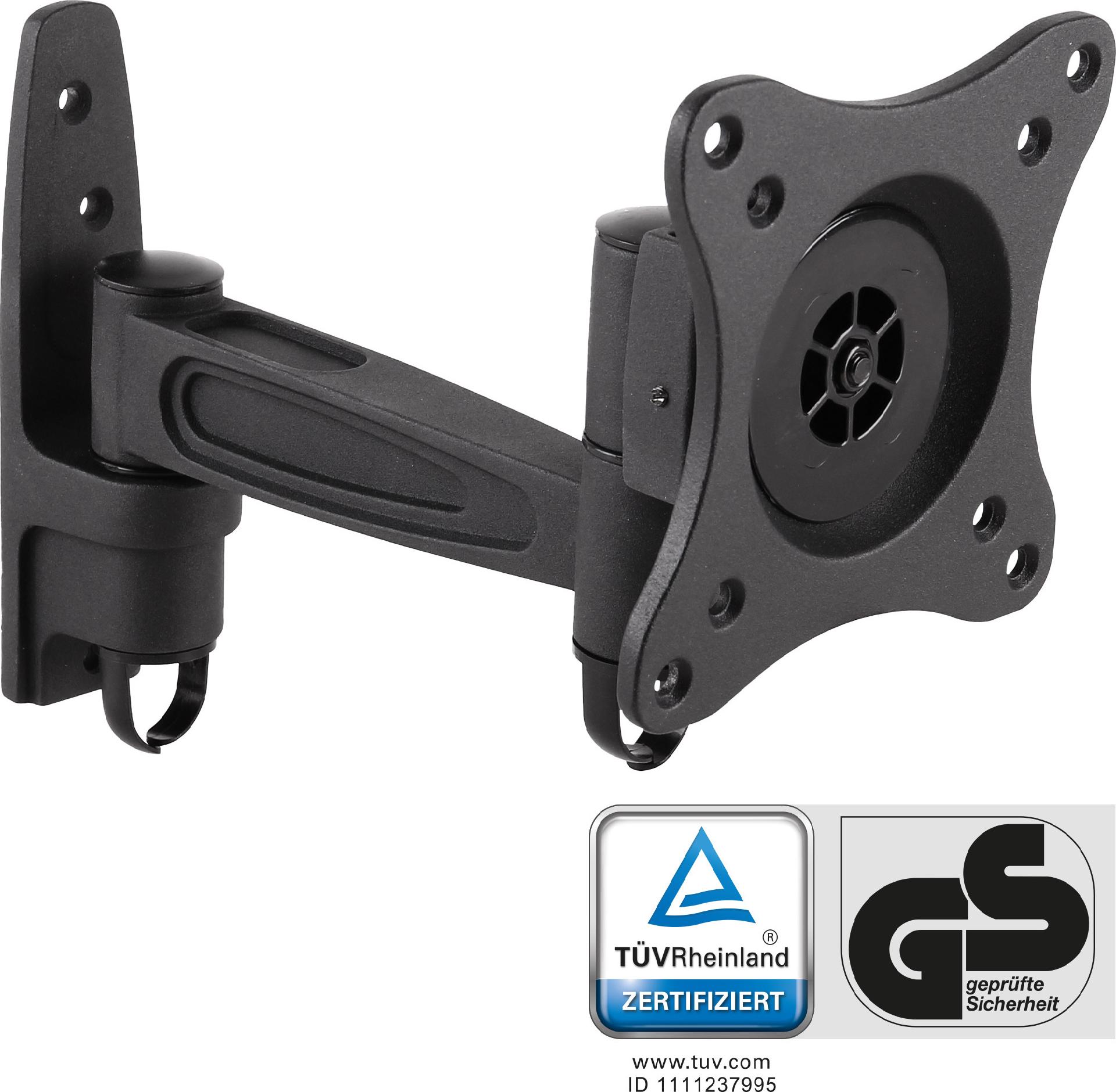 InLine Wandhalterung 23106D für Monitore bis 27" max. 15 kg einteiliger Arm Schwarz