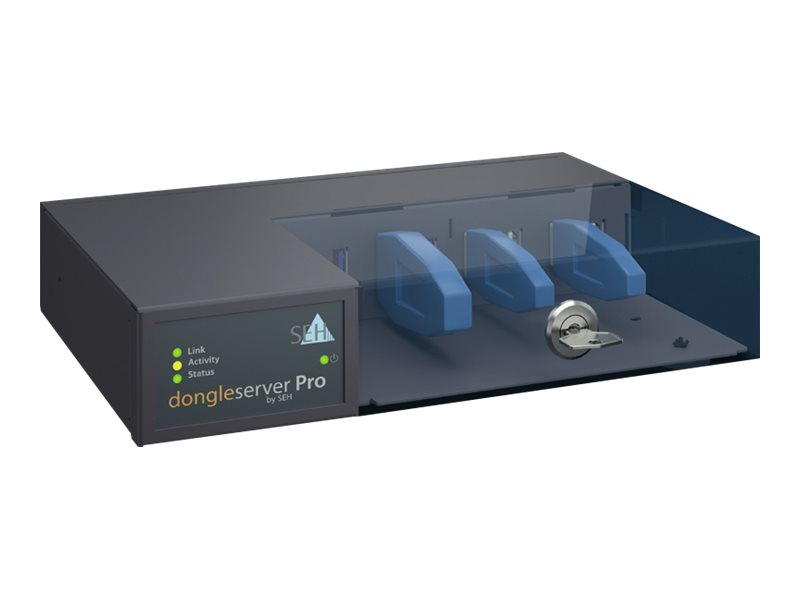 SEH Dongleserver Pro Geräteserver 8x USB (4x USB 3.0, 4x USB 2.0) GbE Schwarz, Blau