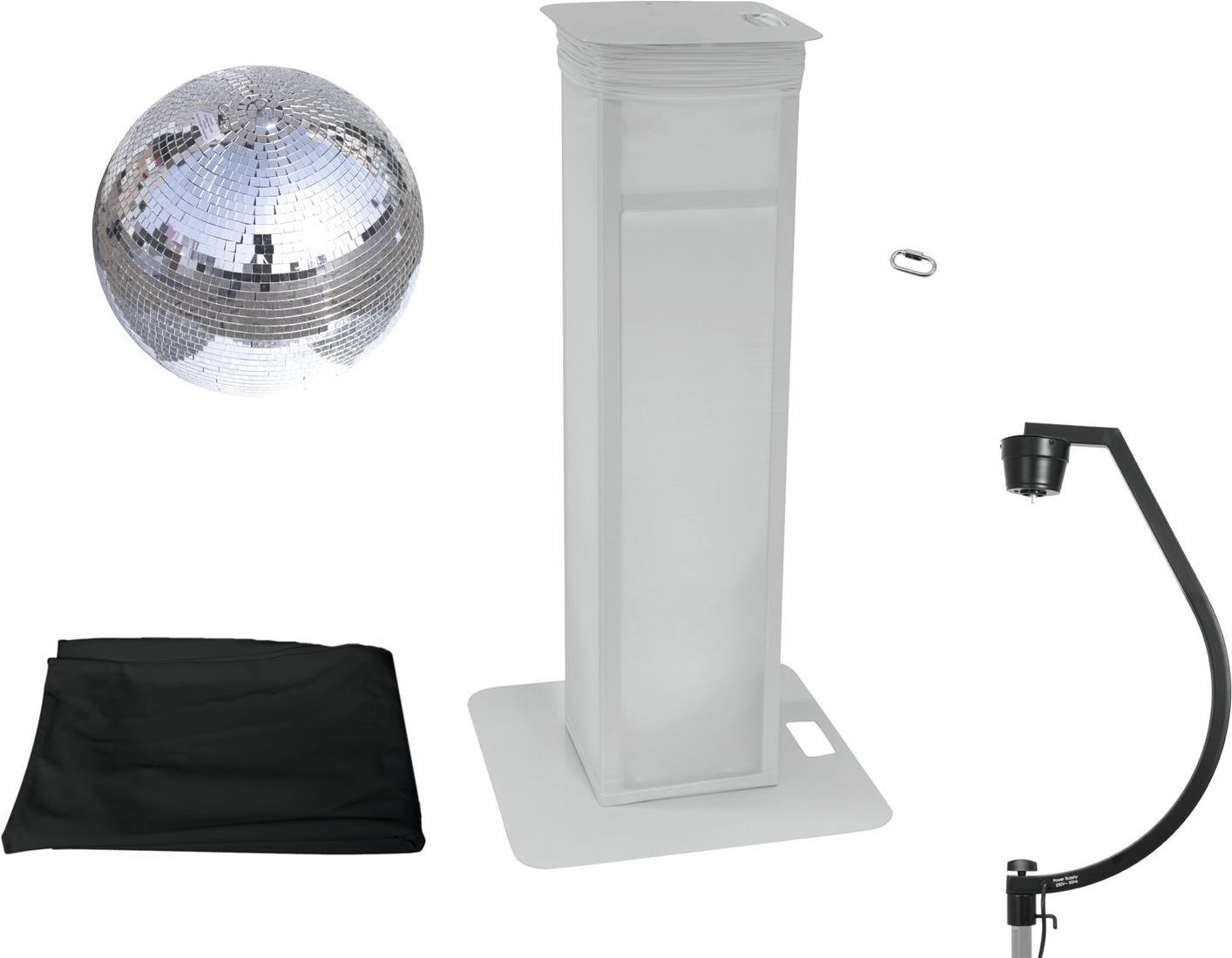EUROLITE Set Spiegelkugel 50cm mit Stage Stand variabel + Cover schwarz (20000716)