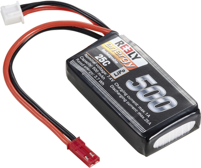 Reely Modellbau-Akkupack (LiPo) 7.4 V 500 mAh Zellen-Zahl: 2 25 C Softcase BEC (RE-7851726)