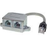 S/CONN maximum connectivity Adapter Telefon Patch-cat. 5e Patchkabeladapter, RJ 45 Stecker auf 2 x RJ 45 Buchse, geschirmt, Belegung: Telefon / Ethernet, 0,1 m (75002-2)