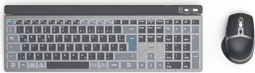 Hama Multi-Device-Tastatur-Maus-Set WKM-750 kabellos LED Schwarz QWERTZ (00173069)