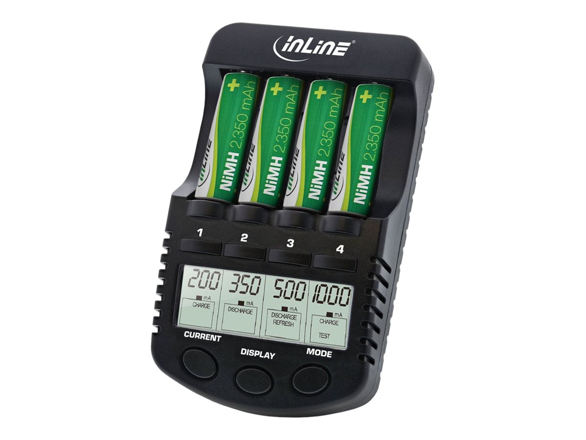 InLine 01287 Batterieladegerät AA AAA 18 W Schwarz