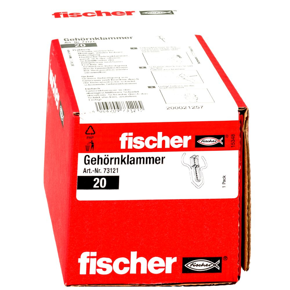 Fischer Gehörnklammer Montage-Kit 73121, 20 Stück, Grau