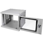 LogiLink 25,40cm (10") Wandverteiler SoHo, montiert, 4 HE, lichtgrau (RAL7035), 1,2 mm Stahl, Glastür mit Zylinderschloss, - 1 Stück (W06Z33G)