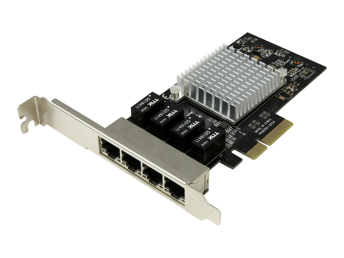 StarTech.com 4-Port PCIe Gigabit Ethernet Netzwerkkarte mit Intel I350, PCIe x4, Schwarz