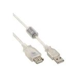 InLine® USB 2.0 Verlängerung, St/Bu Typ A, transparent, mit Ferritkern, 2m (34618Q)