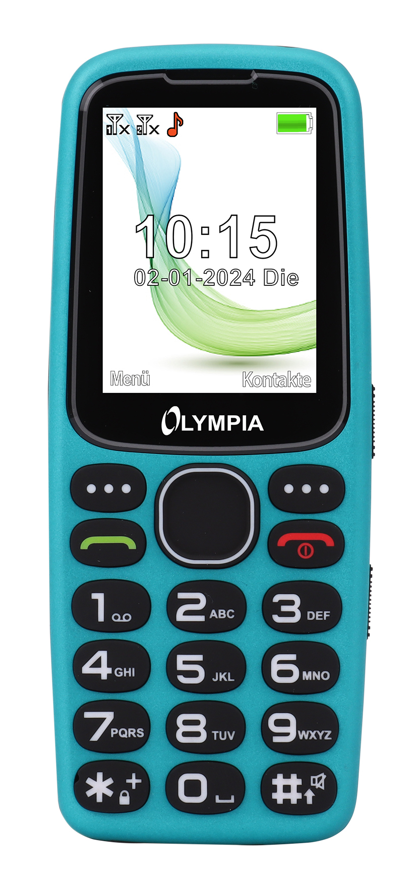 Olympia Star 2,4" Mobiltelefon Dual-SIM Großtasten Schwarz, Türkis