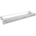 InLine® Patchfeld 24-fach, Keystone Snap-In Leerblech Patchpanel, 48,26cm (19"), 1HE, lichtgrau RAL7035 (76824J)