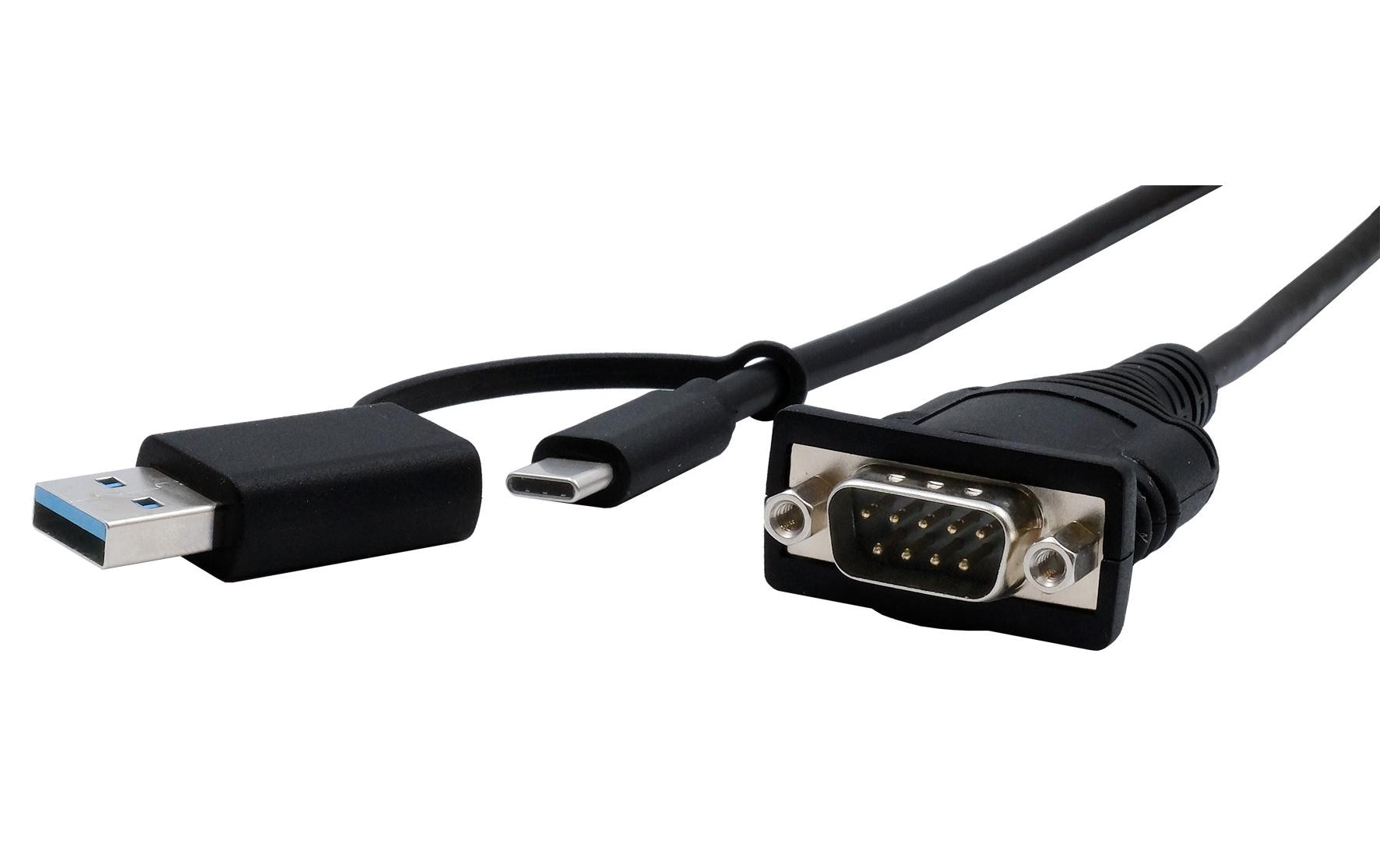 Exsys EX-23001 Serien-Kabel USB-A/USB-C zu DB-9 (RS-232), 0,5 m, Schwarz