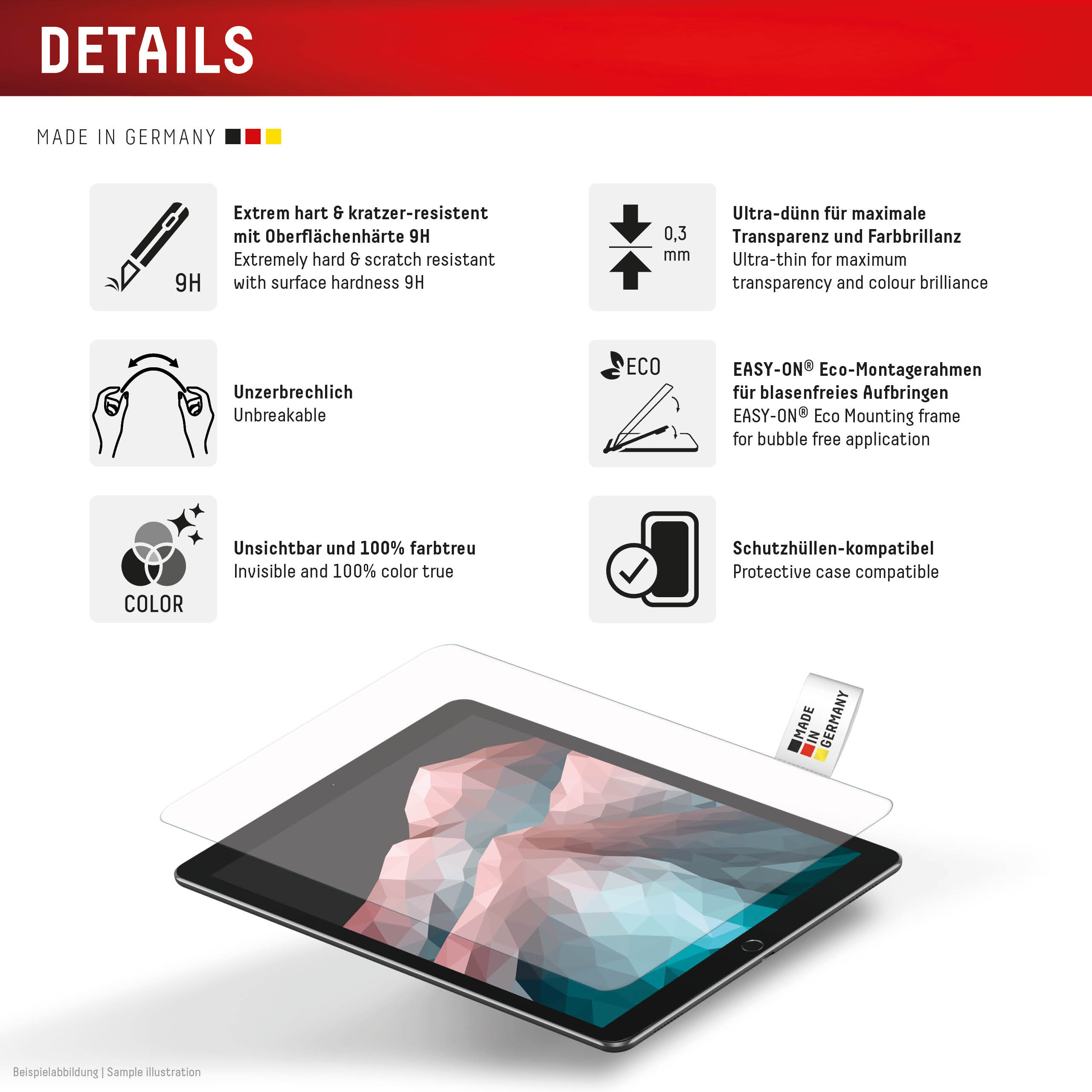 Displex Tablet Glass 9H für Samsung Galaxy Tab S11 Transparent