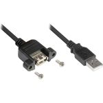 Verlängerung USB 2.0 Stecker A an Einbaubuchse A, CU, schwarz, 0,3m, Good Connections® (2511-03E)