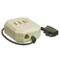 Wentronic Goobay TAE Verlängerungsbox, Beige-Schwarz, 0.2 m - TAE-F-Stecker auf 3 x TAE N/F/F- Buchse und RJ11/RJ14-Buchse (6P4C) (50281)