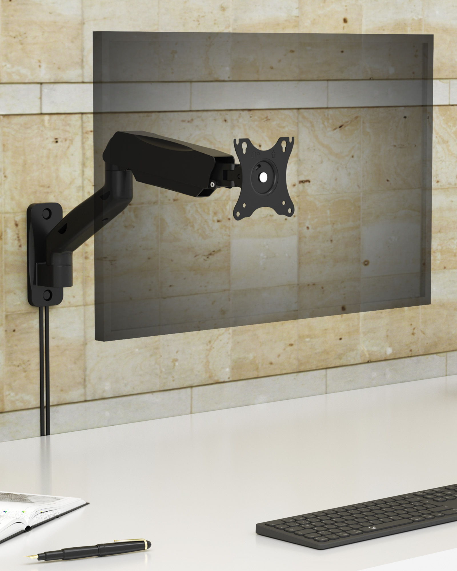 ICY BOX IB-MS103-W Monitorarm bis 32" Wand VESA 75x75/100x100 Schwarz