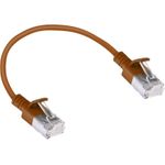 ACT Brown 0.5 meter LSZH U/FTP CAT6A datacenter slimline patch cable snagless with RJ45 connectors (DC7200)