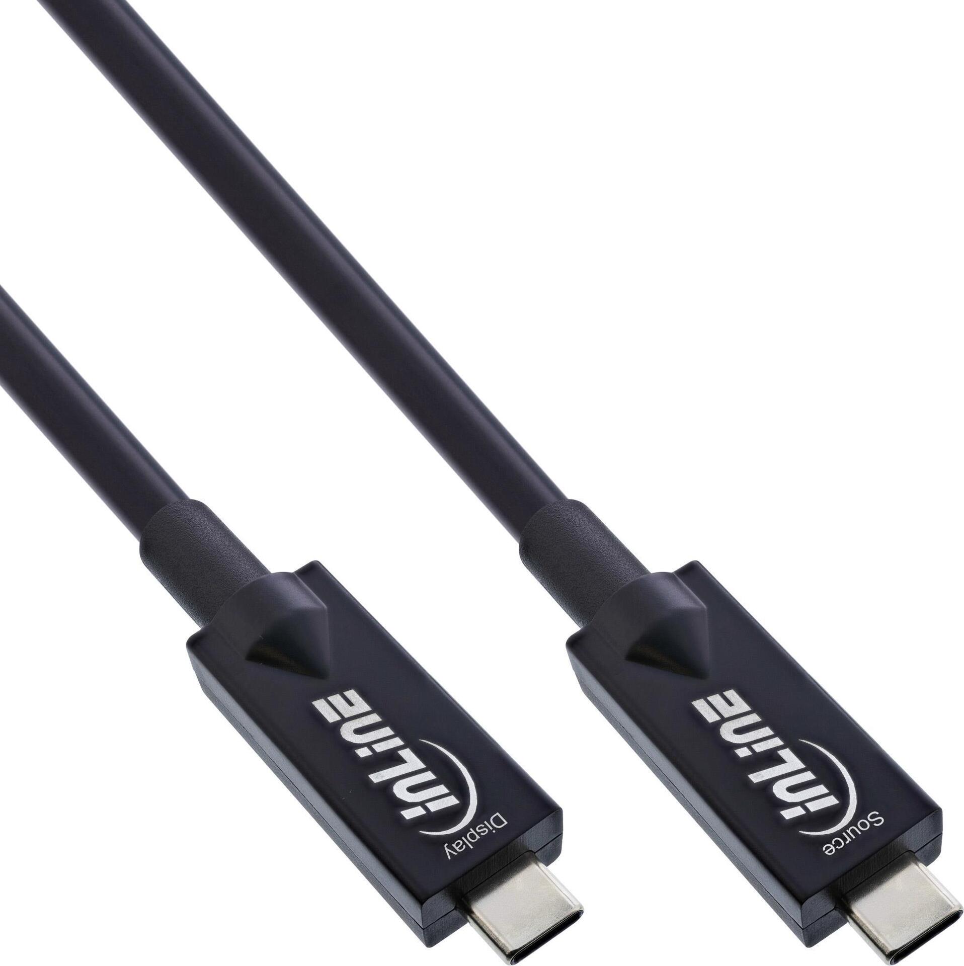 InLine® USB 3.2 Gen.2 AOC Kabel, USB Typ-C Stecker/Stecker, schwarz, 5m (35795A)