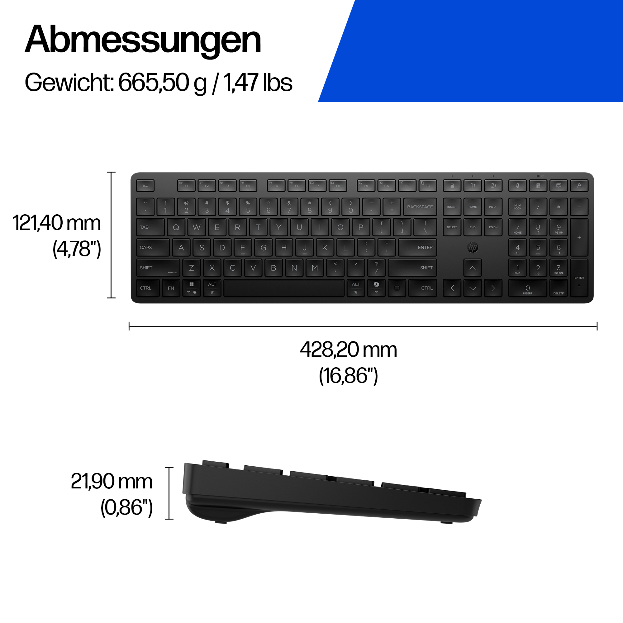 HP 495K Dual-Mode Tastatur Deutsch Schwarz