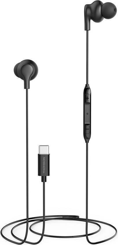 Thomson Kopfhörer In-Ear Mikrofon Kabelknickschutz USB-C Schwarz (00132990)