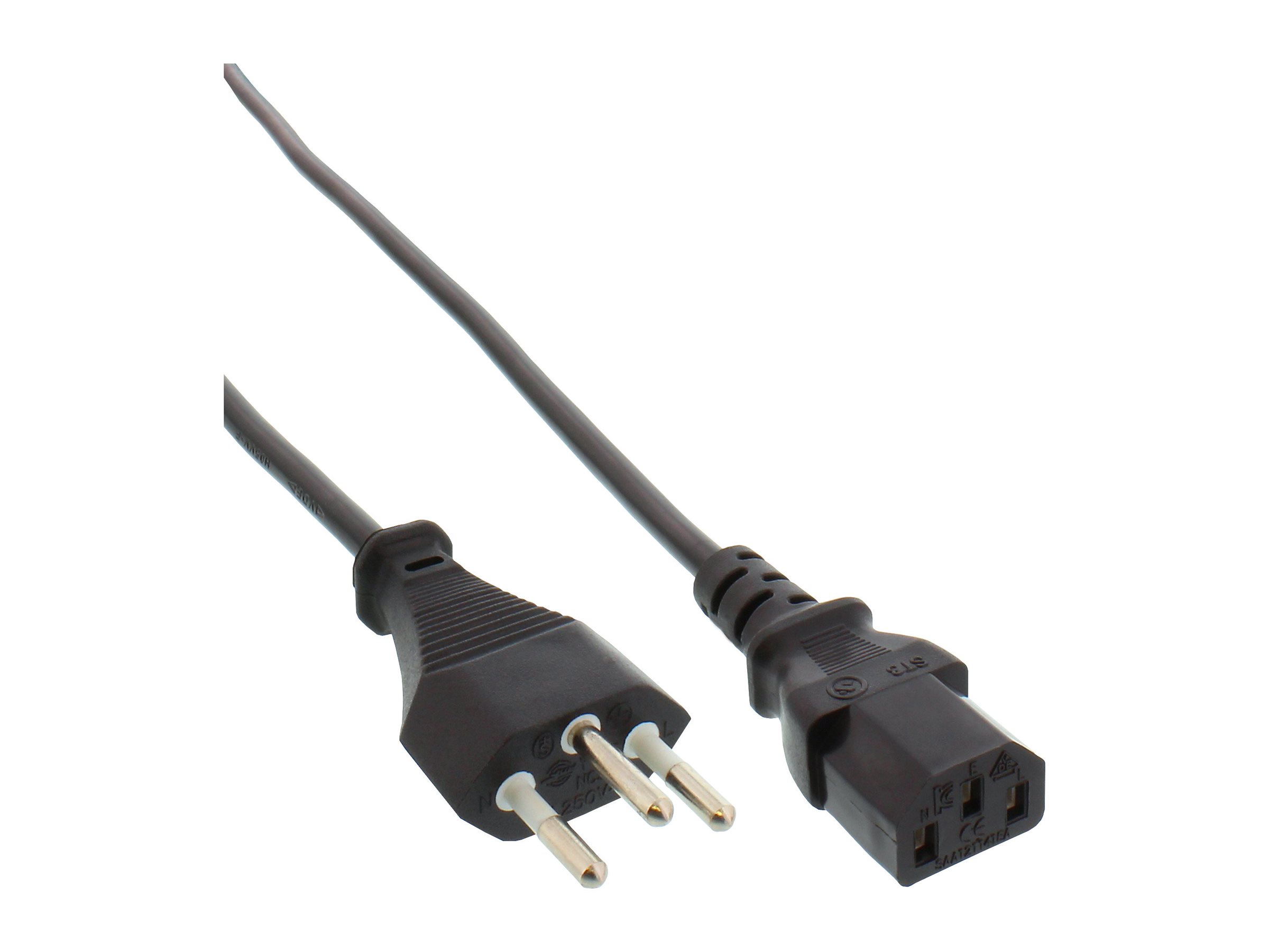 InLine Netzkabel Schweiz Typ J auf C13-Kupplung, 1 m, Schwarz