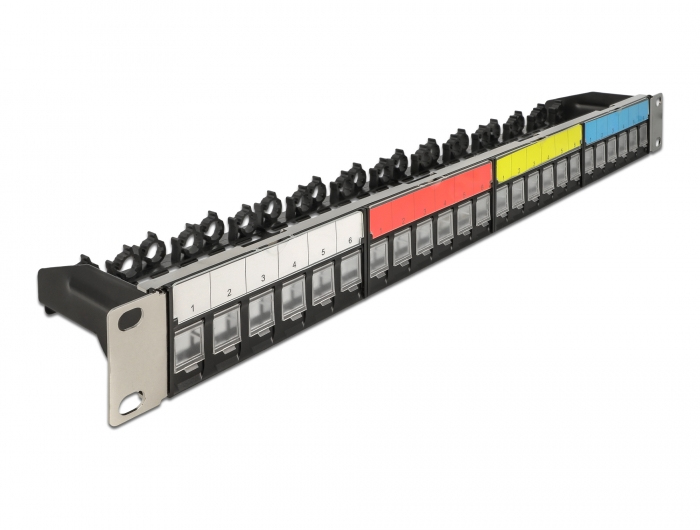 Delock Keystone Patchpanel 24 Port 19" 1 HE Schwarz