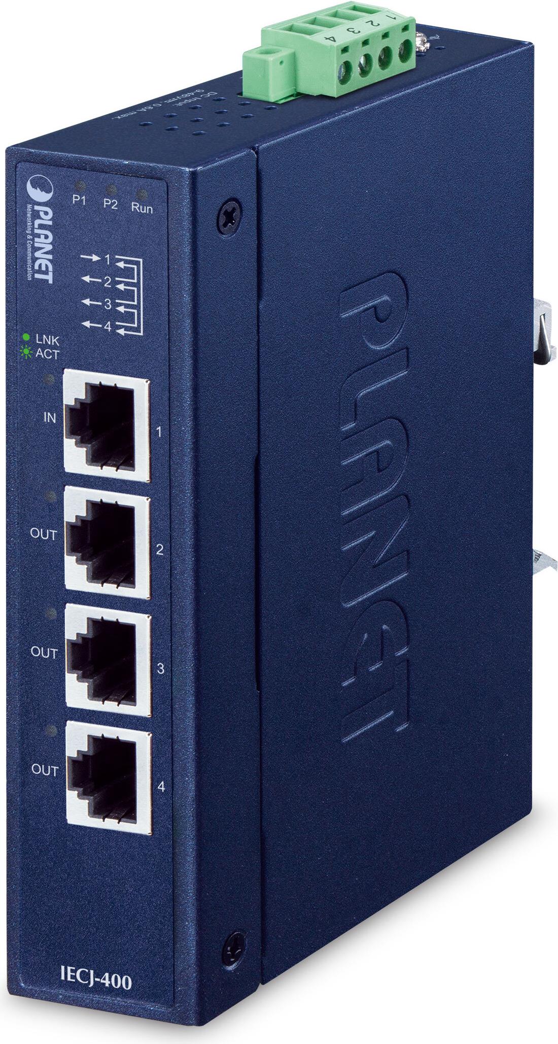 PLANET Industrial 4-Port EtherCAT Netzwerk Medienkonverter Blau (IECJ-400)