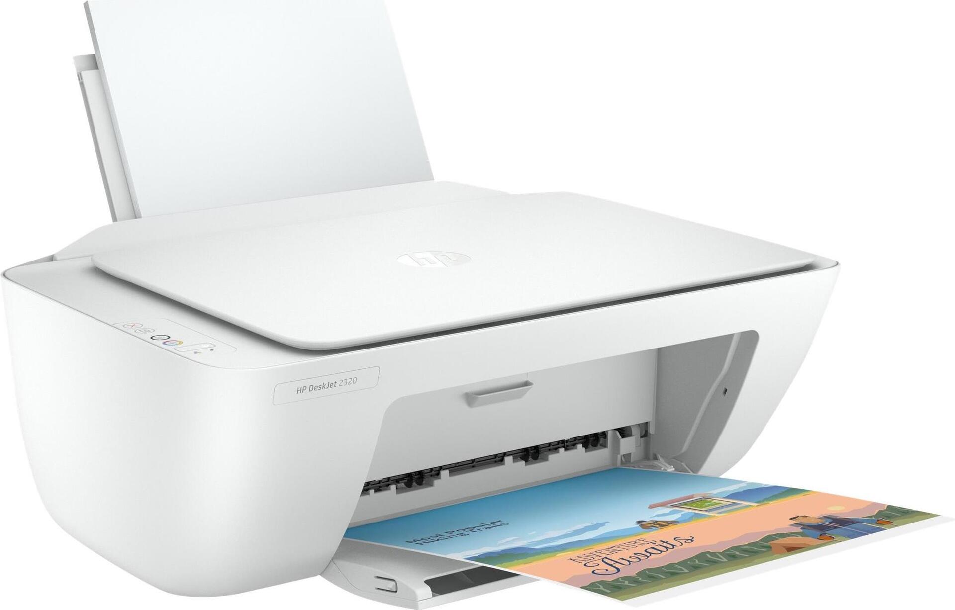 HP Deskjet 2320 All-in-One - Tintenstrahldrucker multifunktional, Farbdruck, A4, Kopieren und Scannen, Schwarzweiß-Druckgeschwindigkeit: 7,5 Seiten/min, Farbdruckgeschwindigkeit: 5,5 Seiten/min, Druckauflösung: 1200 x 1200 DPI, USB (7WN42B)