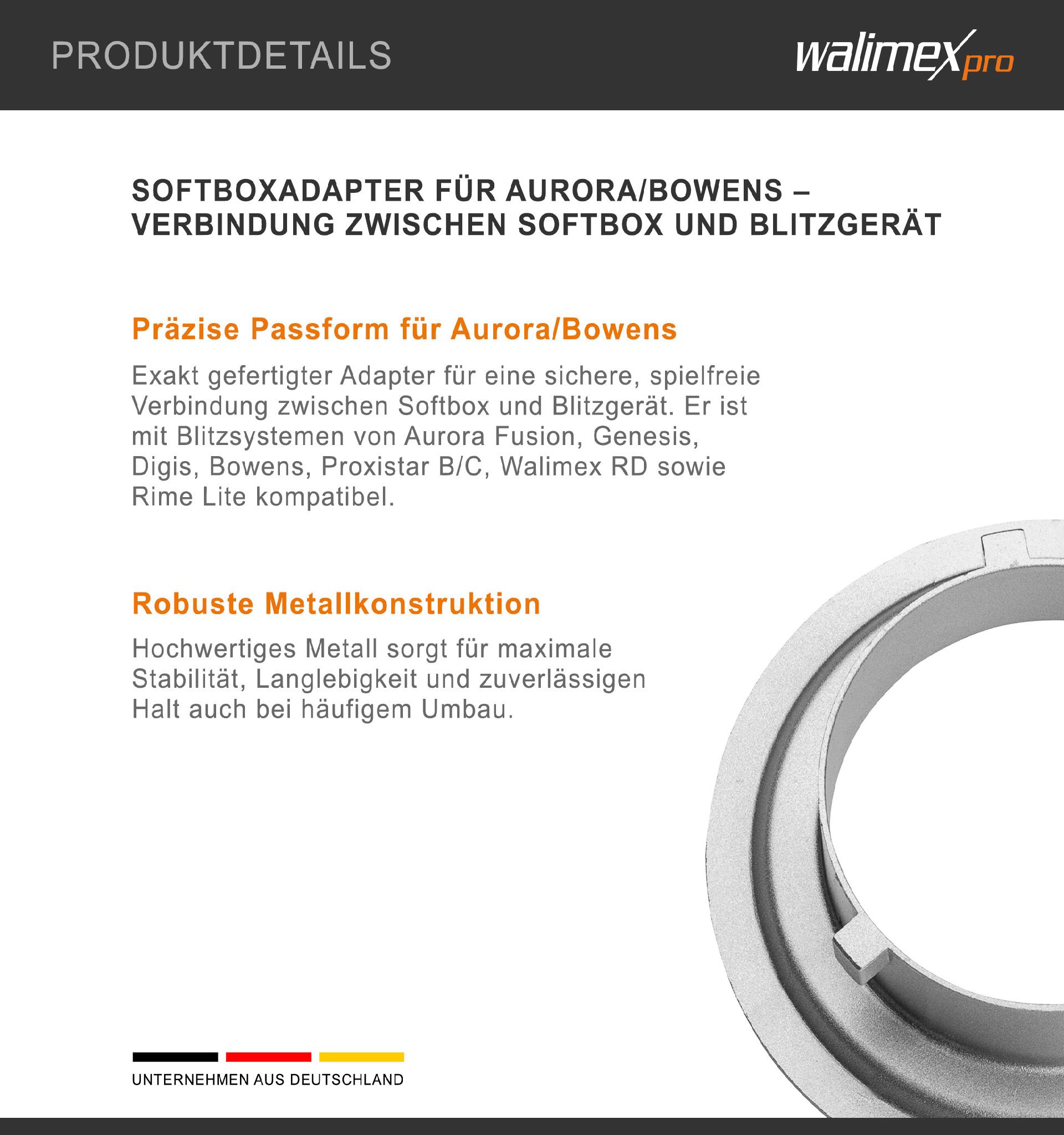 Walimex 12716 Softboxadapter Aurora/Bowens Grau